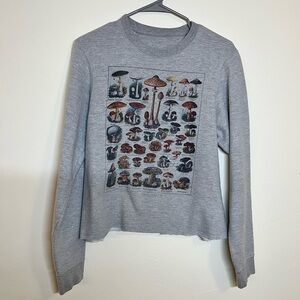 Gray Sweatshirt with Mushroom Print